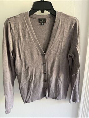 Worthington Taupe V-Neck Button Cardigan